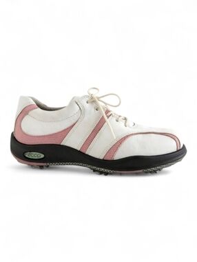 ECCO Women's Soft Spike Golf Shoes White Pink Leather Arch  Support Size 37